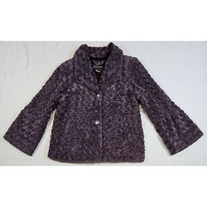 Pamela McCoy Purple Faux Fur Button Front Jacket